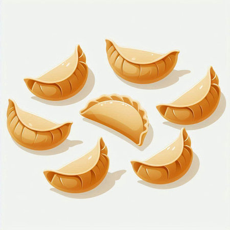 Illustration of a set of empanadas on a white backgroundのイラスト素材