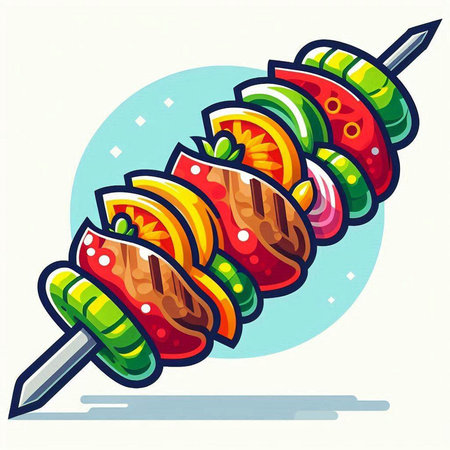 Shish kebab on skewer icon. Vector illustration.のイラスト素材