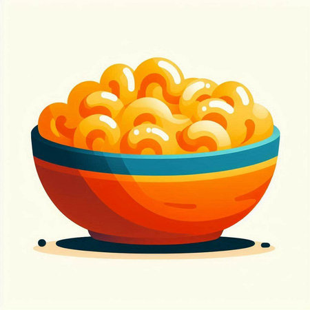 bowl of macaroni on a white background. vector illustration.のイラスト素材