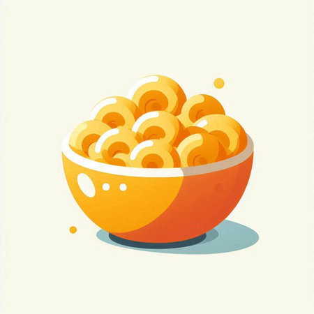 Vector illustration of a bowl of cornflakes on a light backgroundのイラスト素材