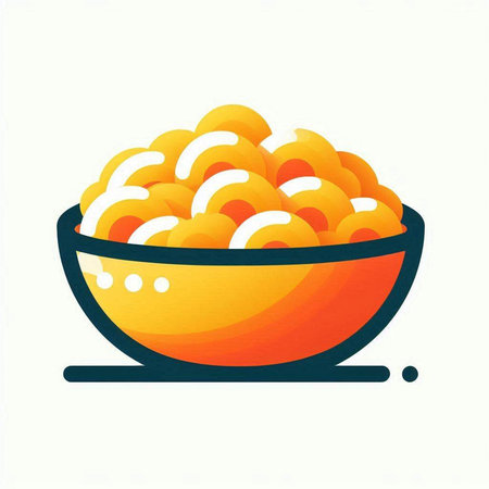 Illustration of a bowl of pasta isolated on a white background.のイラスト素材