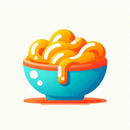 Bowl with delicious caramel sauce. Vector illustration in cartoon style.のイラスト素材