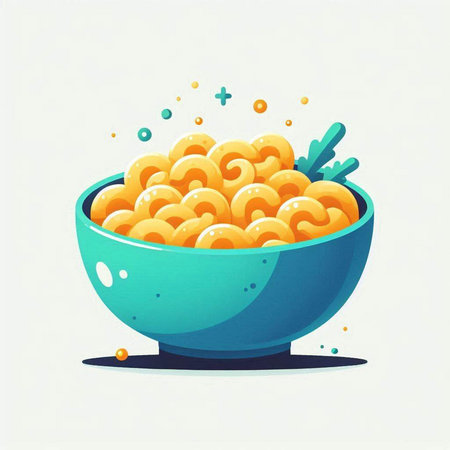 Illustration of a bowl of macaroni, vector illustration.のイラスト素材