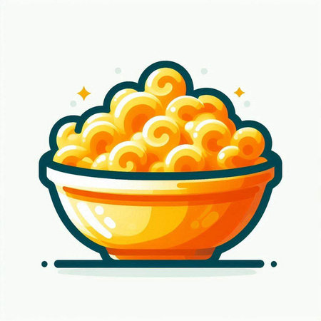 Illustration of a bowl with macaroni. Vector illustration.のイラスト素材