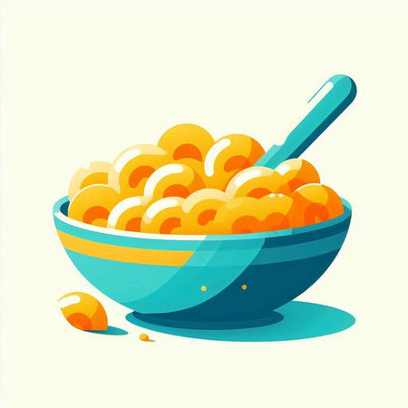 Illustration of macaroni in a bowl with a spoon.のイラスト素材