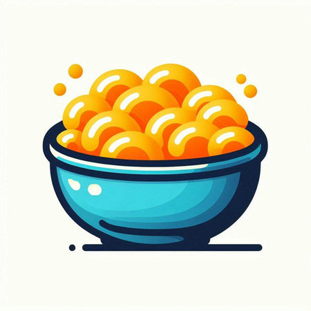 Bowl with yellow caviar on white background. Vector illustration.のイラスト素材