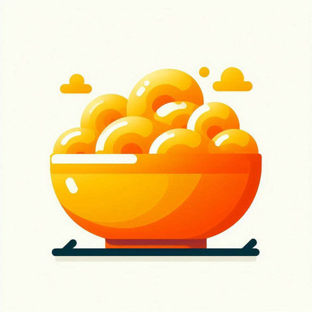 Potato chips in a bowl. Vector illustration, flat design.のイラスト素材