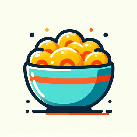 Bowl of corn salad. Vector illustration in cartoon flat style.のイラスト素材