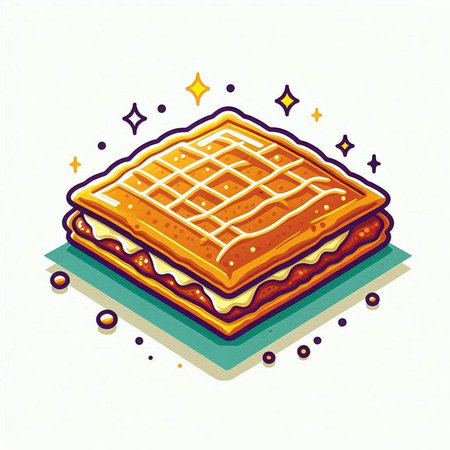 Illustration of a tasty waffle on a white background - vectorのイラスト素材