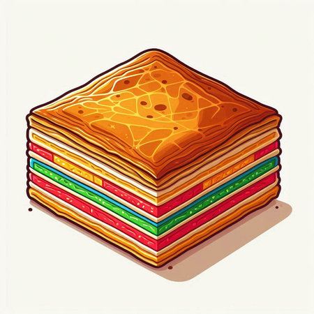 Illustration of a stack of baklava with different colorsのイラスト素材