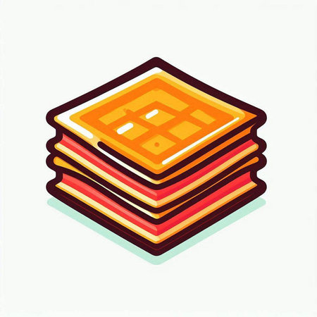 Illustration of a stack of waffles on a white background.のイラスト素材