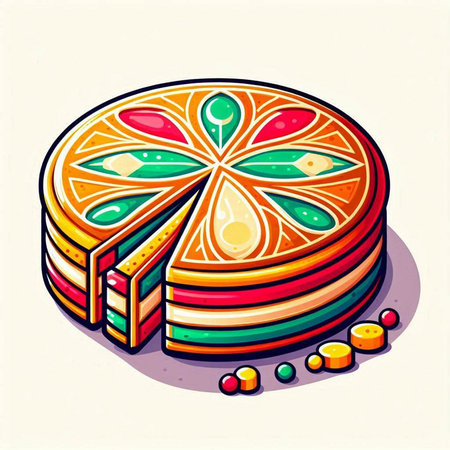 Illustration of colorful baklava. Vector illustration on white background.のイラスト素材