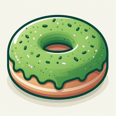 Donut with green glaze isolated on white background. Vector illustration.のイラスト素材