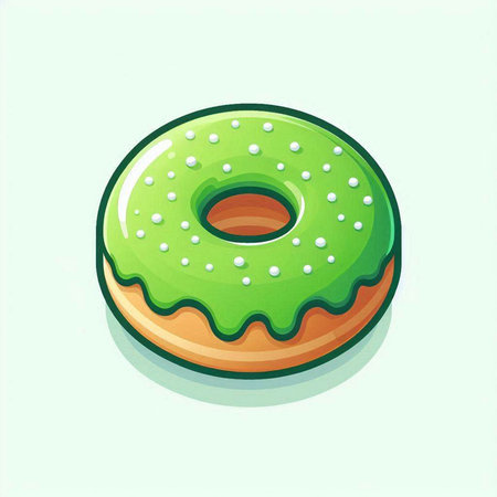 Illustration of a green glazed donut isolated on a white backgroundのイラスト素材