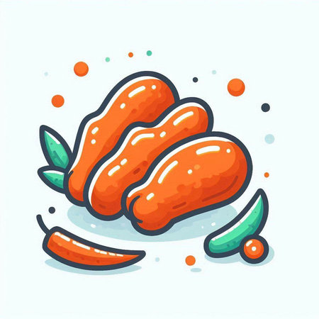 Illustration of fresh chicken wings on white background. Vector illustration.のイラスト素材