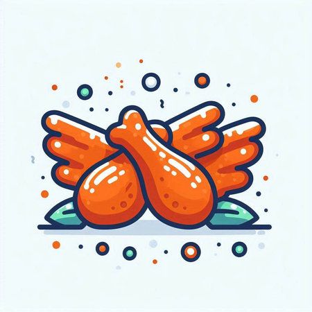 Fried chicken legs with wings. Vector illustration in doodle style.のイラスト素材