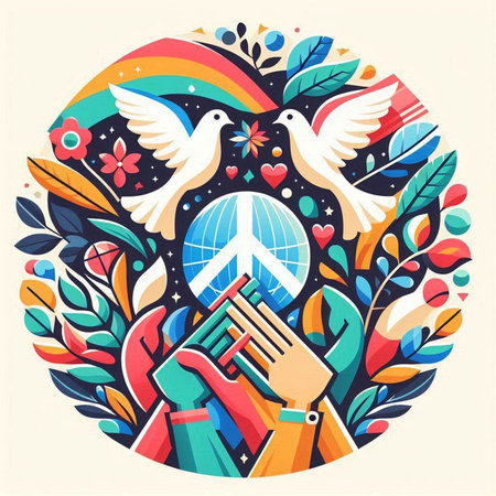 Vector illustration of World Peace Day. International Day of Peace concept.のイラスト素材