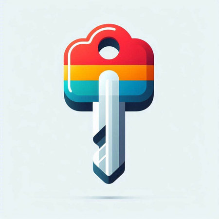 Key icon, vector illustration. Flat design style with long shadow.のイラスト素材