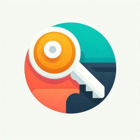 Key icon in flat design style. Vector illustration for web design.のイラスト素材