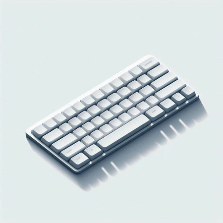 Computer keyboard on a white background with shadow and reflection. Vector illustration.のイラスト素材