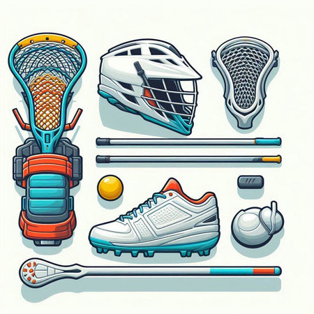 Vector illustration of a set of sports equipment. Hockey, hockey, golf, ice hockey, ice hockey.のイラスト素材