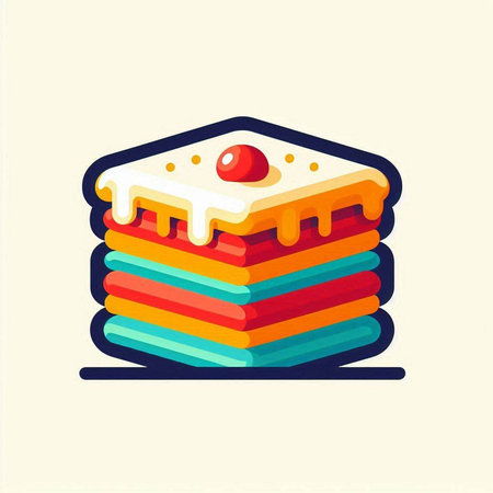 Illustration of a sandwich with tomato and cheese on a blue backgroundのイラスト素材