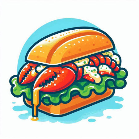 Illustration of a hamburger on a white background, vector illustrationのイラスト素材