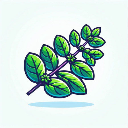 Mint leaves vector illustration. Isolated on a white background.のイラスト素材