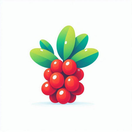 Berries of cowberry on a white background. Vector illustration.のイラスト素材