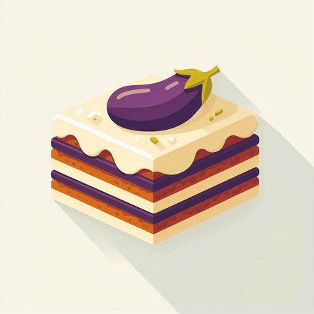 Eggplant cake with eggplant on top. Vector illustration.のイラスト素材