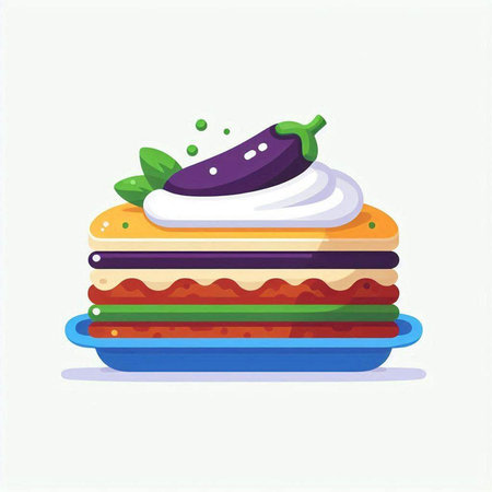 Eggplant sandwich with cream. Vector illustration in flat style.のイラスト素材