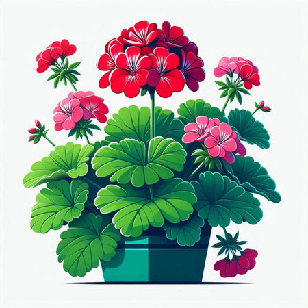 Geranium in a pot on a white background. Vector illustration.のイラスト素材