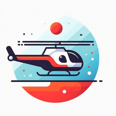 Helicopter flat icon. Vector illustration of helicopter for web designのイラスト素材
