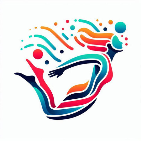 abstract colorful people logo on white background, vector graphic design elementのイラスト素材
