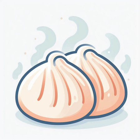 Illustration of Chinese steamed dumplings on a white backgroundのイラスト素材