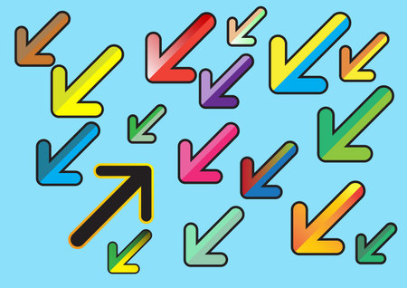 Colorful arrows flat design style on blue background. Vector. Illustration.