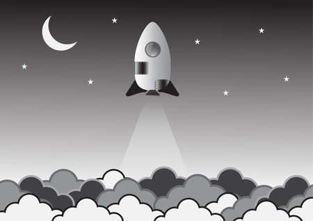 Old rocket on space creative idea. background for start-up company. Vector. Illustration.のイラスト素材