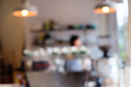 Abstract blur coffee shop cafe interior backgroundの写真素材