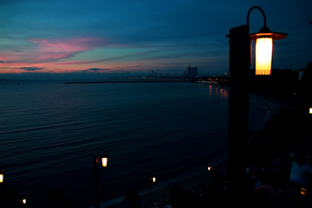 Pattaya city Chonburi Thailand 16 Nov 2013 Night beachの写真素材