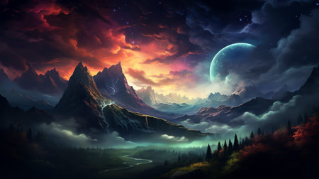 This composition invites viewers to explore the depths of the valley, navigate through the dense...