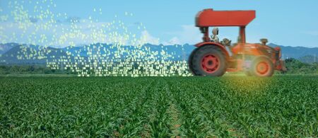 iot smart farming, agriculture in industry 4.0 technology with artificial intelligence and machine learning concept. it help to improve, categorized, specified goal, solve problem, keep goal, predictの写真素材