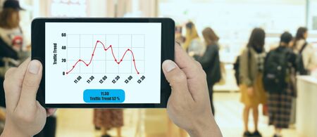 deep machine learning concept, the store or smart retail use artificial intelligence technology with facial recognition to analytic , predict behavior of customer in store to keep target of productの写真素材