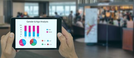 deep machine learning concept, the store or smart retail use artificial intelligence technology with facial recognition to analytic , predict behavior of customer in store to keep target of productの写真素材