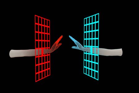 next generation quantum leap concept, future vr, ar will create genuine sense of social presence the feeling that you're physically sharing the same space with another person within the  virtual spaceの写真素材