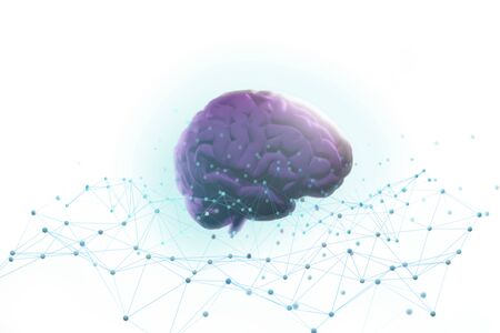 augmented mixed virtual reality technology to look at the simulation brain and neuron network of patient brain for prepare to surgery ,medical conceptの写真素材
