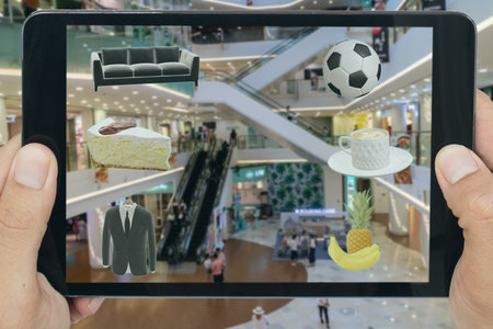 smart technology in augmented mixed virtual reality in retail combine artificial intelligence...