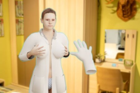 augmented mixed virtual reality use for replace and simulate the sex in real life , simulation sex robot women to make love, orgasm, masterbationの写真素材