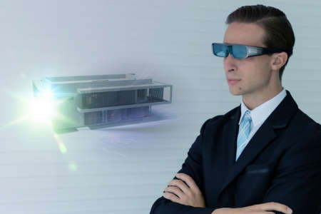 smart factory which use futuristic technology which combine big data, iot, 5g, machine deep learning, automation robot, augmented mixed virtual reality, digital twin, artificial intelligenceの写真素材