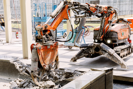 Robot Equipment is destroying the floor In construction zone.