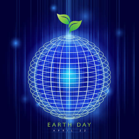 Earth Day: Earth digitally generated image of blue light and stripes moving fast over blue backgroundのイラスト素材